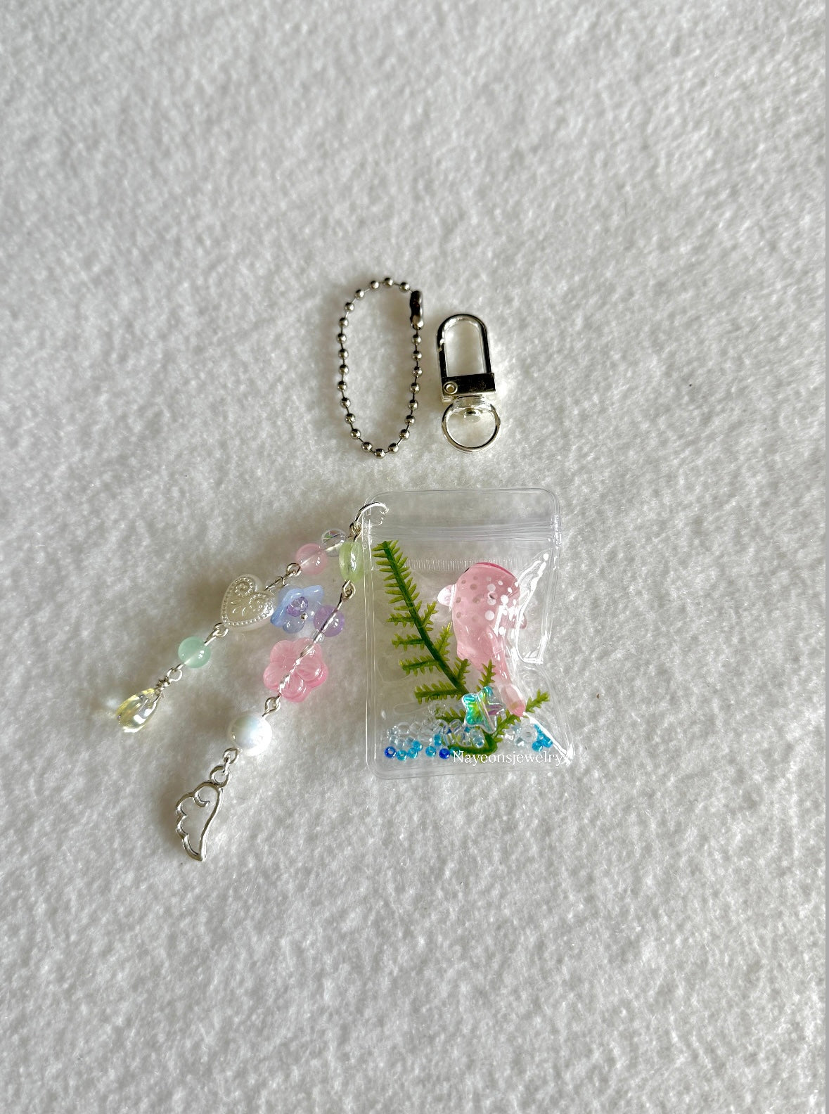 Ocean bag charm WITH beads