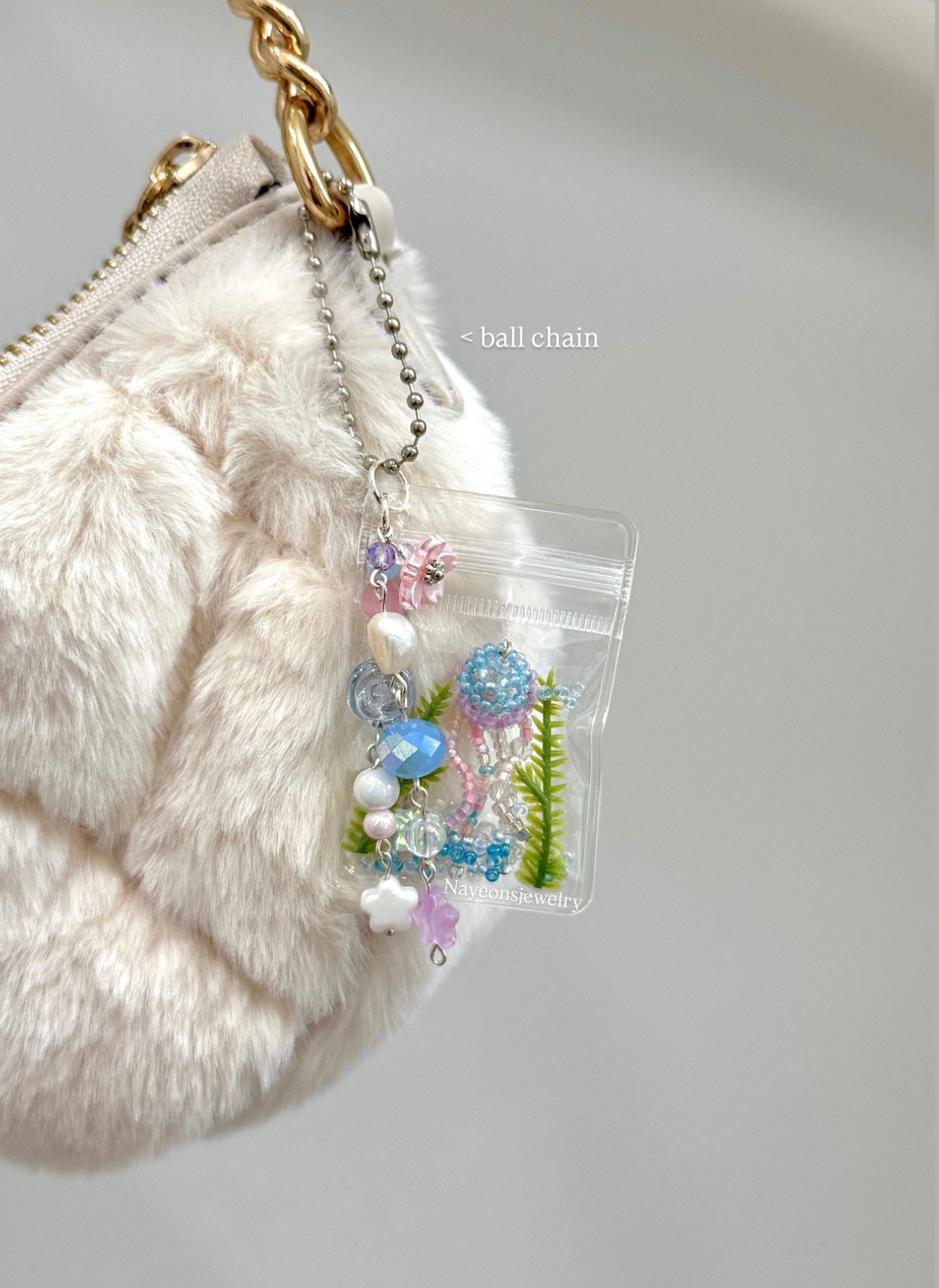 Ocean bag charm WITH beads