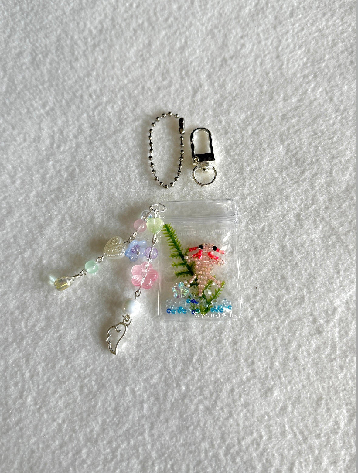 Ocean bag charm WITH beads