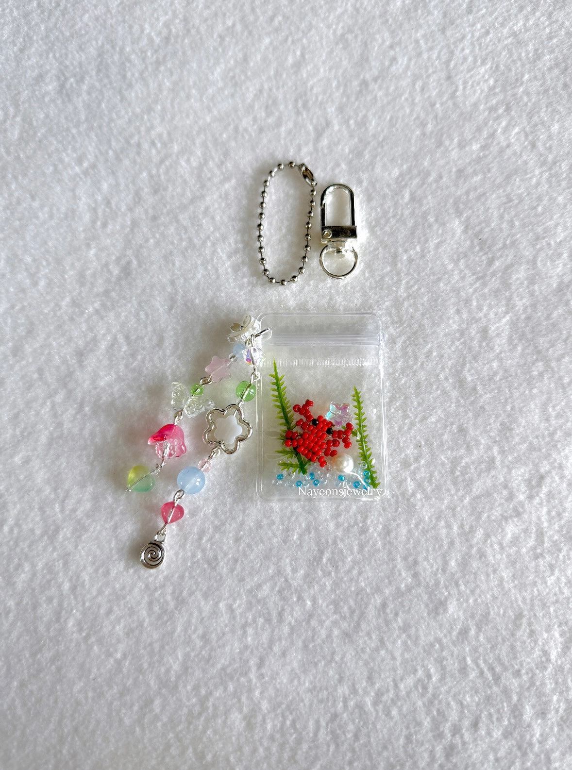 Ocean bag charm WITH beads