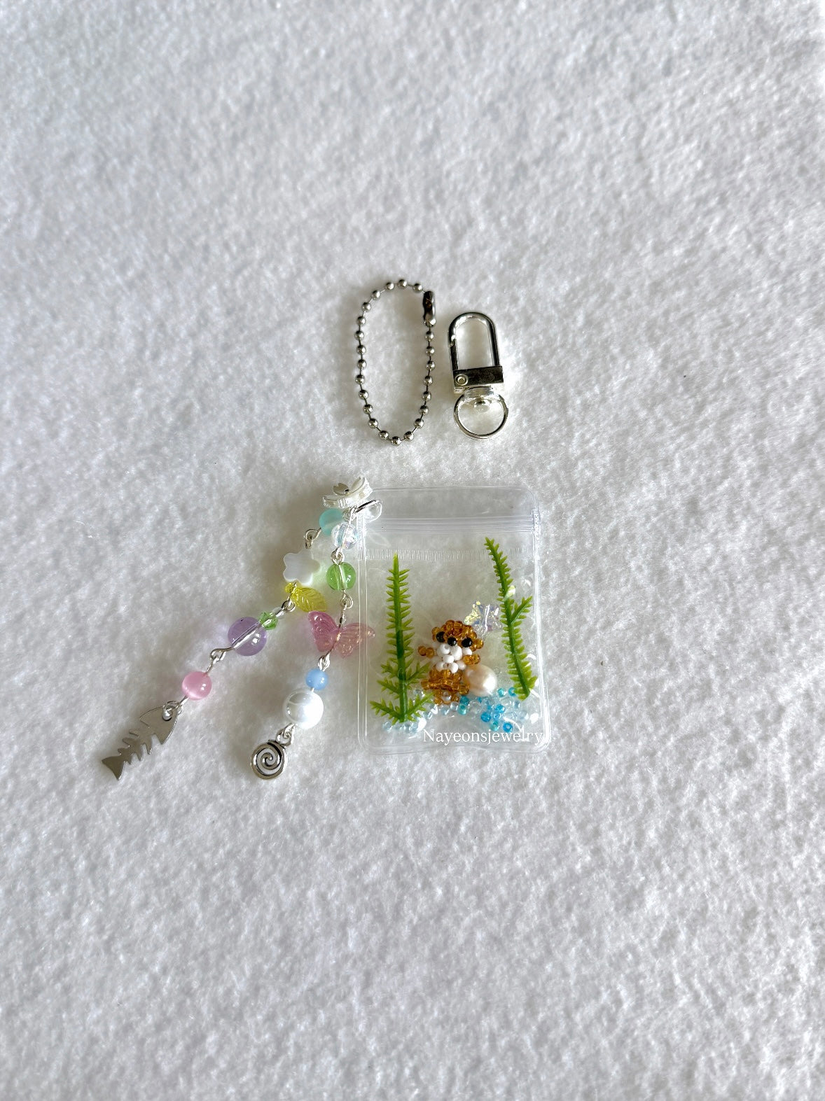 Ocean bag charm WITH beads