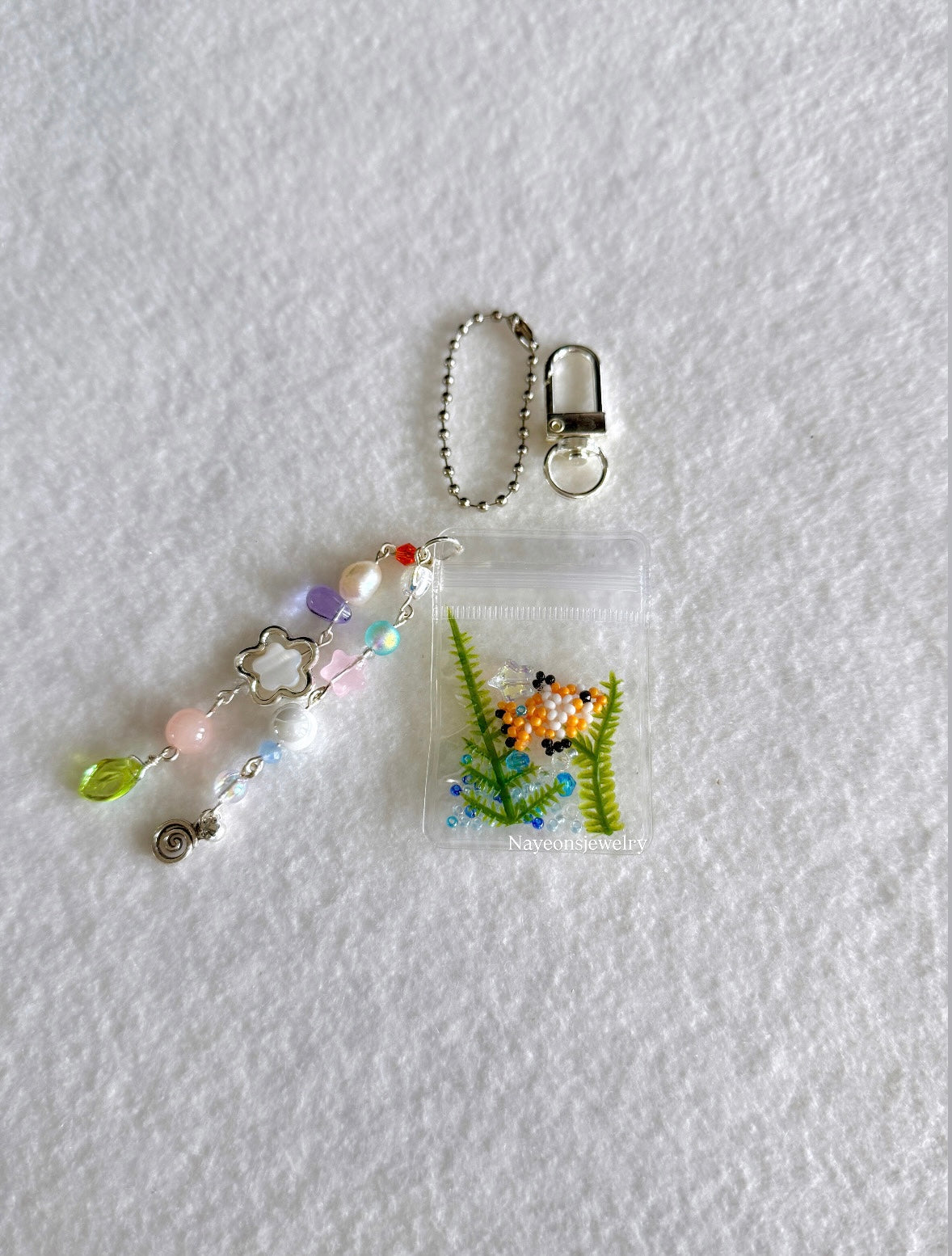 Ocean bag charm WITH beads
