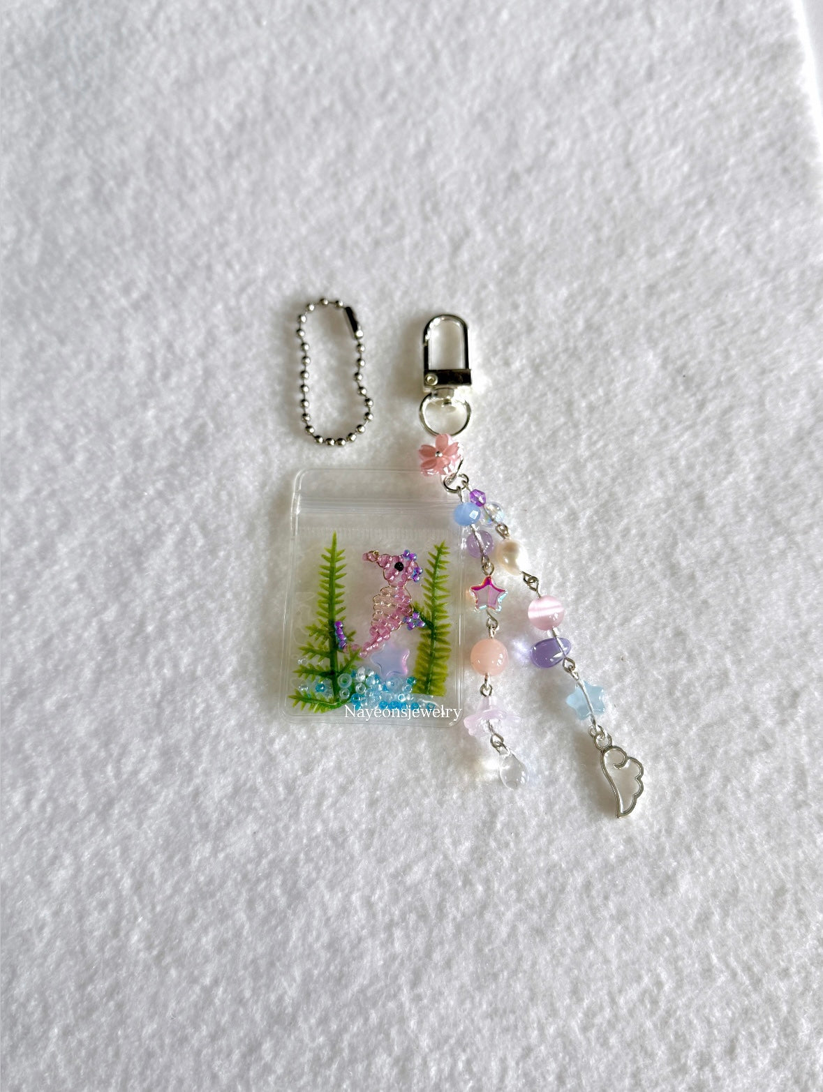 Beaded seahorse bag charms