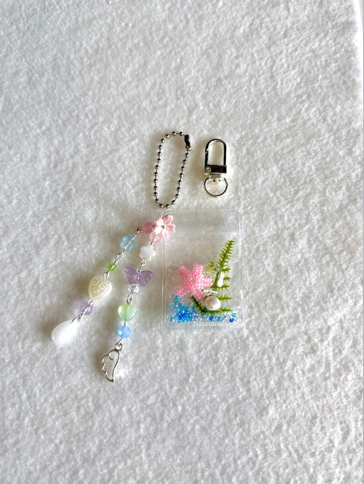 Ocean bag charm WITH beads