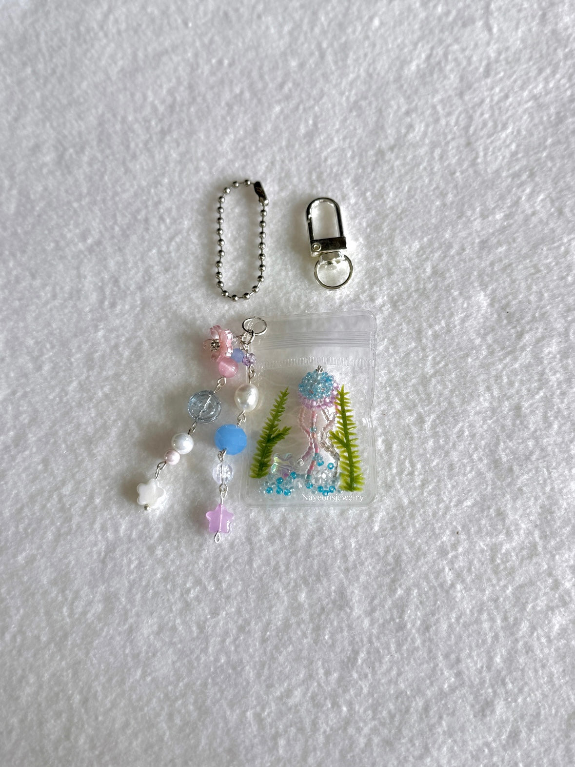 Ocean bag charm WITH beads