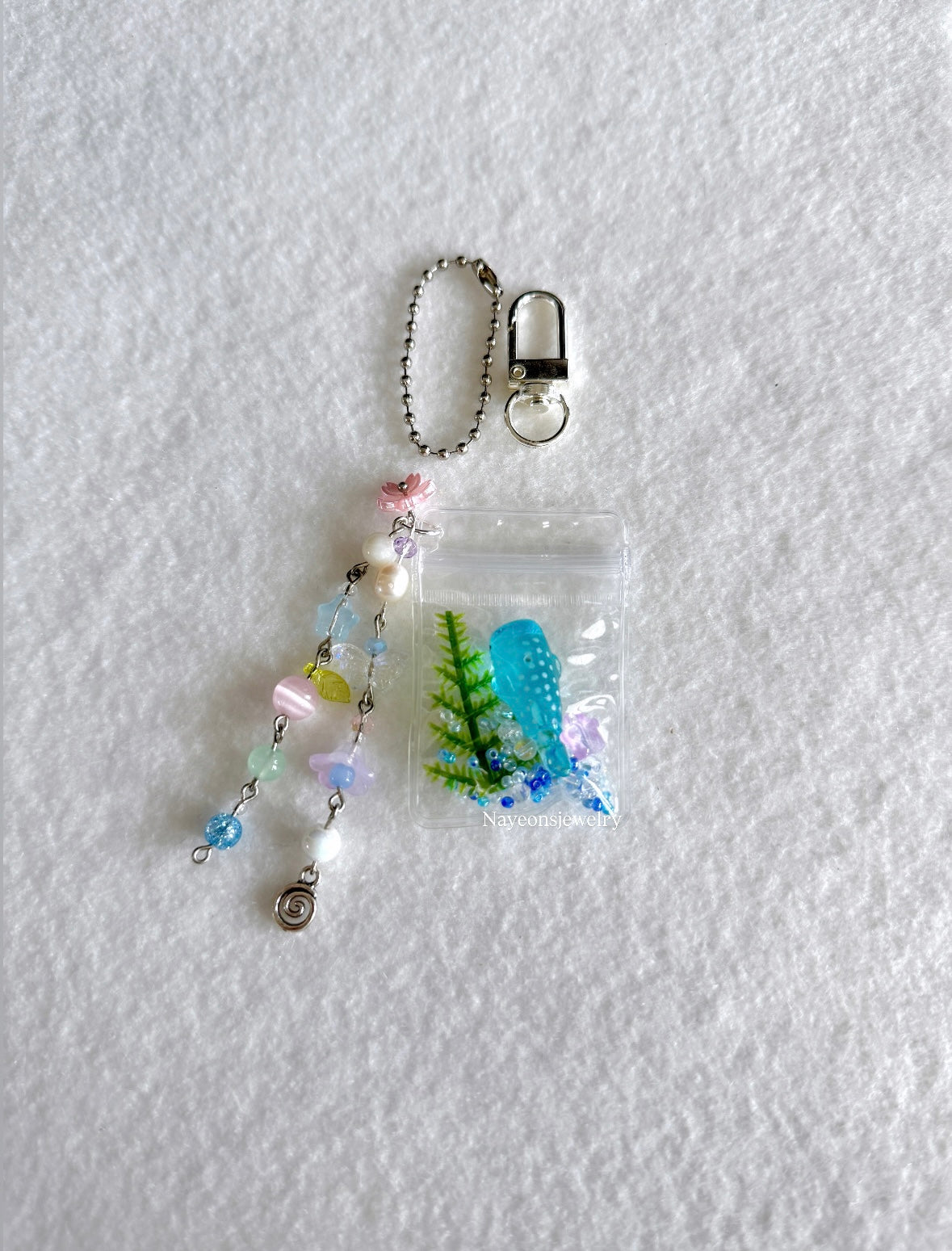 Ocean bag charm WITH beads
