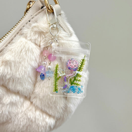 Ocean bag charm WITH beads