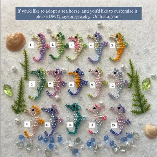 Beaded seahorse bag charms